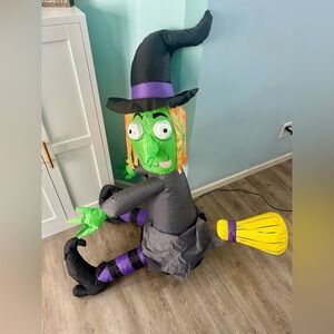 4FT Inflatable Crashing Witch on a Tree Halloween Decoration